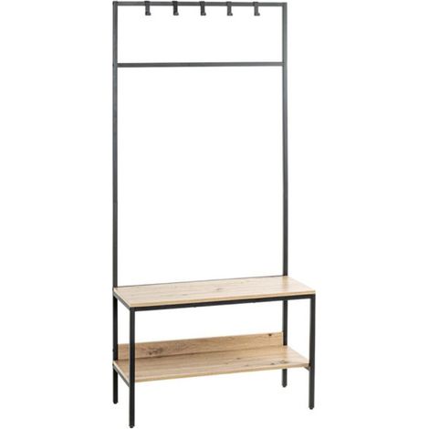 Meuble d'Entrée Vestiaire "Miranda" 180cm Chêne & Noir (1/5)