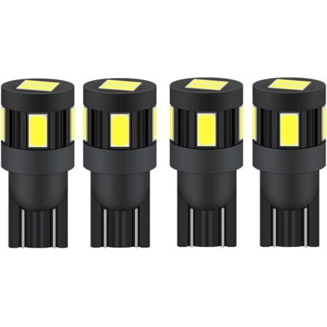 BUNTHAUS Ampoule t10 w5w led 12V 24V Blanc 6000K, Pas De Polarité Conçu pour 2825 194 168 158 (4 pcs) [Classe énergétique A+]