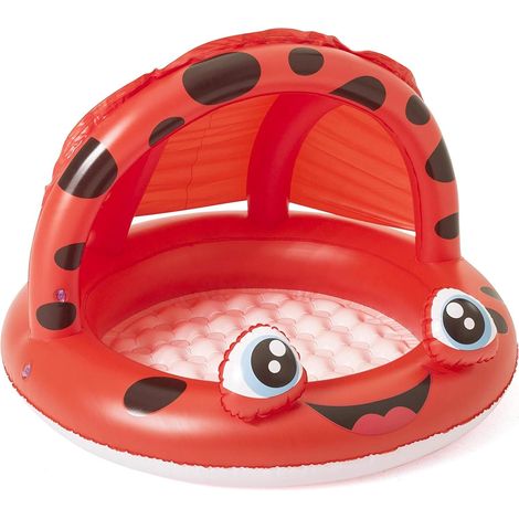 Piscnette pataugeoire ronde avec auvent 97 x 66 cm, Rouge (1/5)