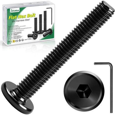 Packung mit 20 M6 x 40 Flachkopf-Innensechskantschrauben aus Edelstahl 304 mit Inbusschlüssel für Möbel, Parkplätze, Elektrogeräte, Motorradzubehör usw.