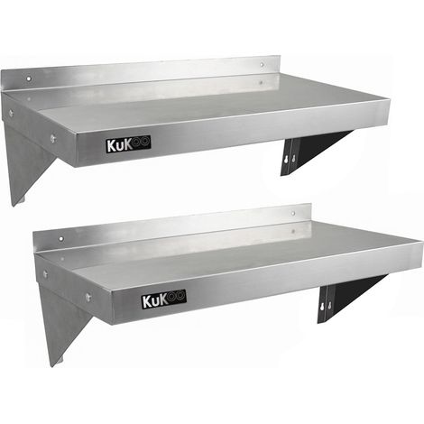 2 Estantes de Pared para Cocina 90cm x 30cm Baldas Repisas Anaqueles de Acero Inoxidable Almacenamiento Almacenaje Organización para Cocinas Comerciales, Cafés, Bares, Restaurantes o Talleres (1/5)