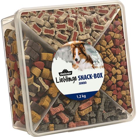 Dehner - Sacco per cani, Snackbox Jumbo, 4 mix di varietà, 1,2 kg (1/2)