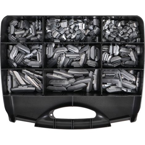 Bgs Technic – Masses d'équilibrage pour jantes tôle acier – Assortiment 320 pièces – 100 x 5g, 100 x 10g, 20 x 15g, 20 x 20g, 20 x 25g, 20 x 30g, 20 x 35g, 10 x 40g, 10 x 45g – Matériau zinc
