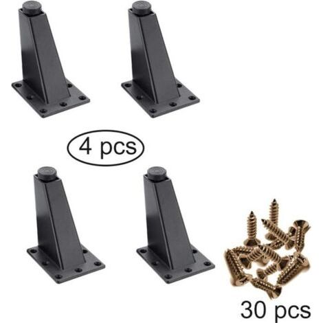 Pieds de table,4 Pièces Pieds de Meuble Réglable Alliage D'Aluminium Pied Canapé Noir (1/4)