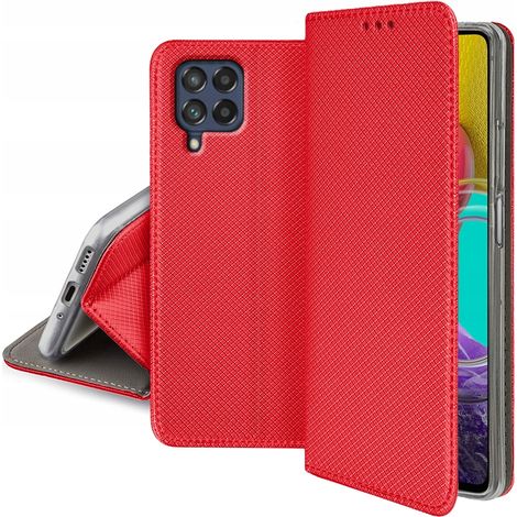 Custodia magnetica con chiusura a linguetta rossa per Samsung Galaxy M53 5G + Vetro (1/5)