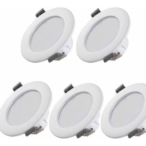 5 faretti LED per bagno, IP44 Superflat 35mm, diametro 85mm, bianco, faretto da incasso a soffitto, pannello LED 6W, 460Lm, bianco neutro 4000K (1/5)