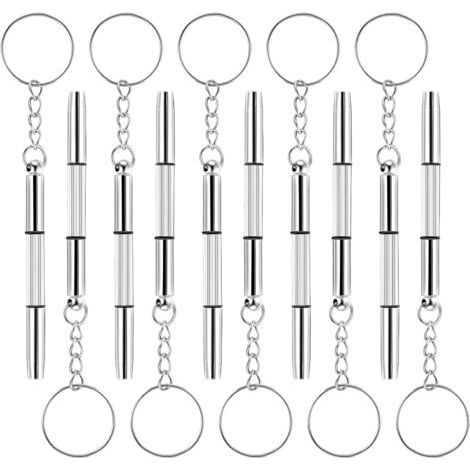 BUNTHAUS 10 Stück Edelstahl-Schraubendreher, 3-in-1-Mini-Schraubendreher, Schlüsselanhänger, tragbarer Schraubendreher, Schraubendreher für Brillenreparatur, 3-in-1-Präzisionsschraubendreher, geeignet (1/4)