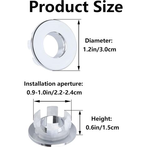 4 anelli di troppopieno per lavabo da bagno e vasca da bagno, 22-24 mm - ALTRO (1/3)