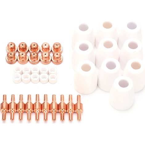 Jeu de 40 pièces consommables pour découpeur plasma PT-31, électrodes prolongées, buses électriques, shunts céramiques, kit d'usure pour torche. (1/5)