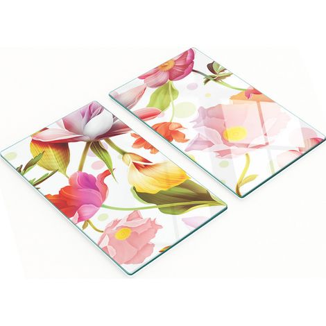 Tableros de vidrio elegantes y resistentes con estampado de flores tropicales, 2x30x52 cm.