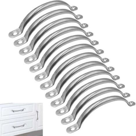 12 Edelstahlgriffe, Küchenschrankgriffe, für Küche, Schrank, Schubladenelemente, Badezimmer, Schlafzimmer (Silber) (1/4)