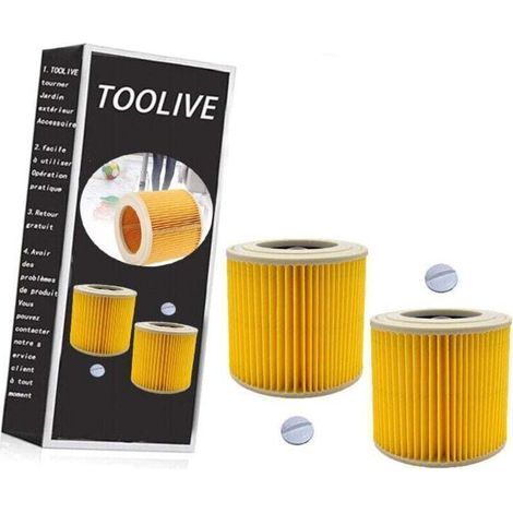 Filtre à Cartouche, Lot De 2 Filtre Aspirateur Karcher, Pour Kärcher WD3 Premium, WD2, WD3, WD3P, MV2, MV3 - Filtre WD3 - Filtre De Rechange Pour Aspirateur Kärcher 6.414-552.0/64145520 (1/4)