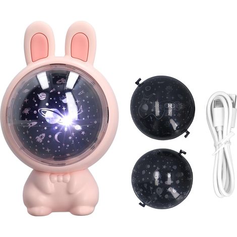 Sternenprojektor-Nachtlicht für Kinder, hasenförmiges Nachtlicht, Projektorlampe mit verstellbarem Kopf für Kinderzimmer oder Wohnzimmer, Weihnachts- oder Geburtstagsgeschenk für Kinder (rosa)