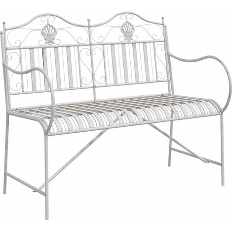 Maison Exclusive - Panchina da giardino Bianco Antico 103,5 x 59 x 89 cm Acciaio