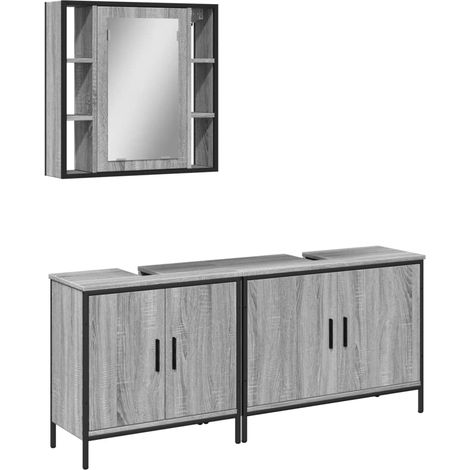 Ensemble d'armoires de salle de bain 3 pcs - Colonne Miroir Meuble sous-vasque sonoma gris fr1516 - Maison La Vie