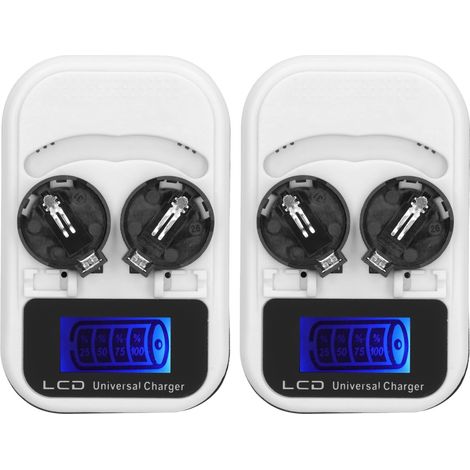 Chargeur de batterie bouton LCD 2 pièces pour LIR2016 LIR2025 LIR2032 ML2016 ML2025 ML2032, prise américaine 100‑240V (1/5)