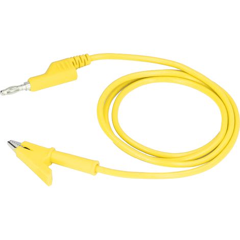 4er-Pack Messleitungen mit Krokodilklemmen und 4-mm-Bananensteckern, gelb, flexibles Kabel für elektrische Messungen J.70035-1 (1/5)