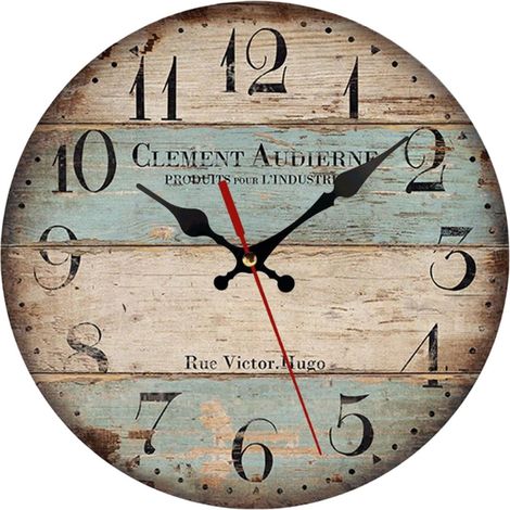 Runde Wanduhr aus Holz, 30 cm – Vintage-Stil, zum Aufhängen – geräuschlos – für Café/Wohnzimmer/Konferenzraum