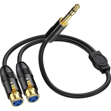 Câble répartiteur en Y double XLR femelle vers fiche jack TRS mâle stéréo 6,35 mm (2 XLR femelles vers 6,35 mm) - Cordon de brassage A (1/5)