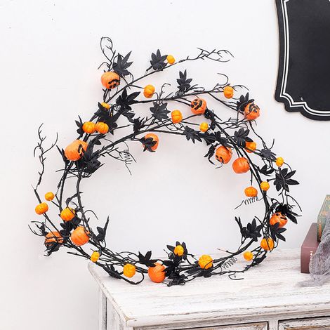 Guirlande Feuille D'érable - 180 cm - Noir - Décoration Porte Intérieure Extérieure - Mariage Halloween Fête - 1 Pièce