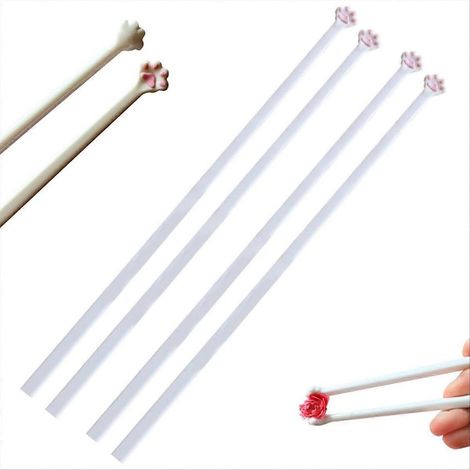 Baguettes à motifs pattes de chat, réutilisables et antidérapantes, roses, avec de jolies empreintes de pattes roses, résistantes et faciles à utiliser. (1/5)