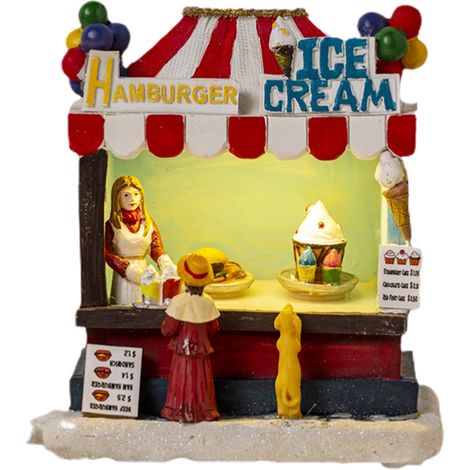 Décoration de Noël Vintage pour Table - Magasin de Snacks Éclairé, Ballon à Air Chaud et Voiture en Résine avec LED - Idée Cadeau et Ornement d'Intérieur (1/5)
