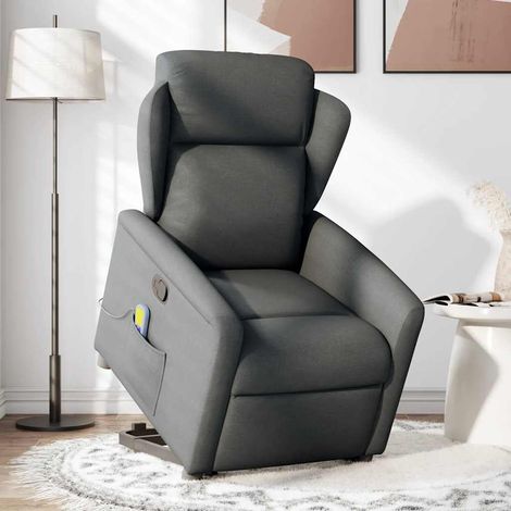 Maison Exclusive - Massagesessel mit Aufstehhilfe Dunkelgrau Stof