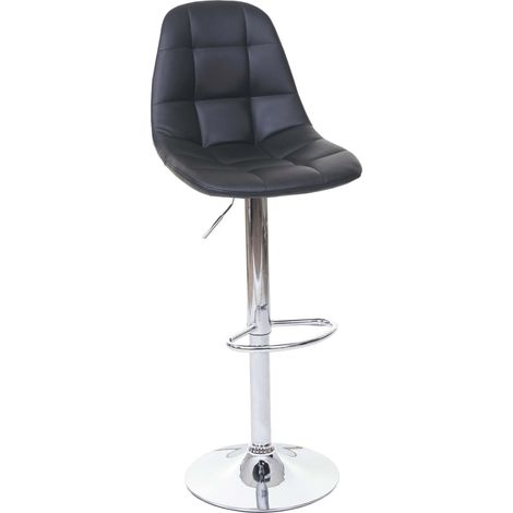 Barhocker HHG-296, Barstuhl Tresenhocker schwarz Kunstleder, Fuß chrom