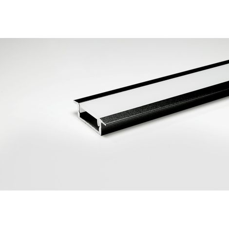 L&S LED Leuchtenprofil London, 24,5x7mm, Einbau, Alu schwarz E6/C35, L: 3080mm (1/5)