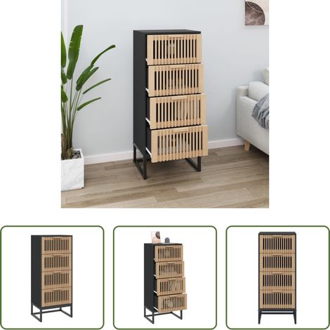 Rangement -  Buffet haut noir 40x30x95 cm bois d'ingénierie (1/5)