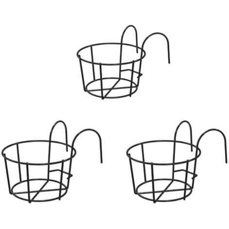 Pair Support suspendu pour pots de fleurs en trois parties, panier suspendu rond en fer forgé pour balcon