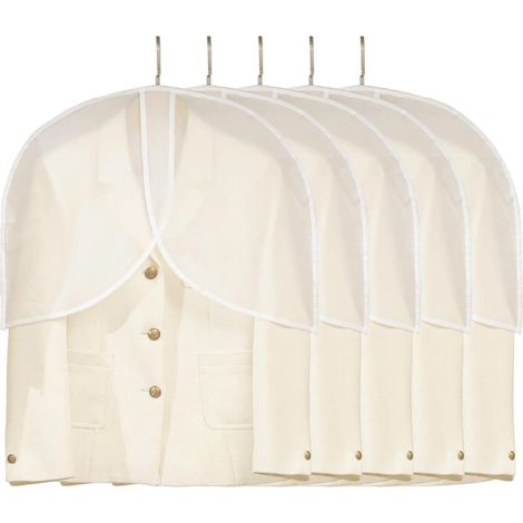 Juego de 5 bolsas transparentes antipolvo para colgar ropa en armarios, guardar chaquetas, vestidos, bolsas de ropa de PEVA (1/5)