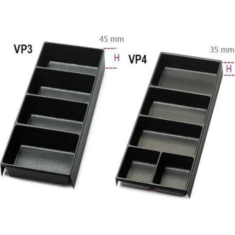 BETA Bacs de rangement compartimentés en matière plastique - VP3/VP4 - 45 mm