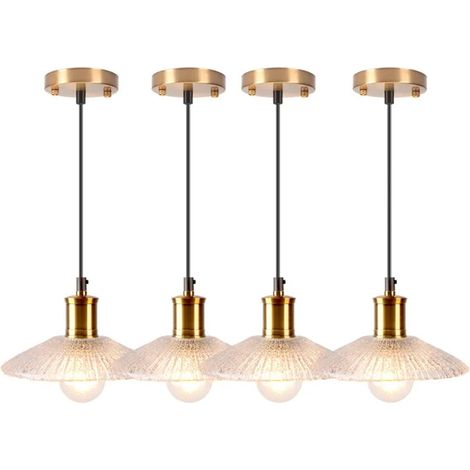 4x Lampe Suspension Vintage en Verre,Lustre Abat-jour en Verre Design Chapeau Lampe de Plafond Style Industriel pour Salon (1/5)
