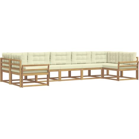Conjunto de sofás de exterior con cojín 7 pcs Blanco y Crema vidaXL (1/5)