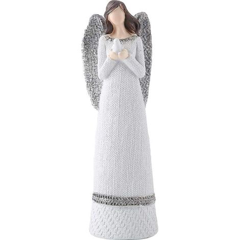 Statues et autres décorations - Statue d'ange en prière de 20 cm - Statue en résine sculptée à la main - Statue d'ange blanc - Décoration intérieure - Décoration de table - Blanc - 1 pièce (1/4)