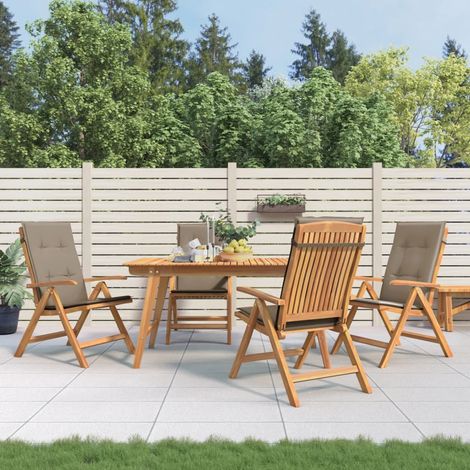 Gartenstühle mit Kissen 4 Stk. Massivholz Teak (1/5)