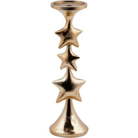EDG Enzo De Gasperi Portacandela con Stelle di Natale H 46 Cm D 14 Cm Gold