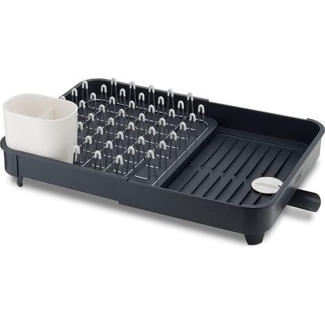 Scolapiatti Joseph Joseph Extend, scolapiatti estensibile, drenaggio efficiente, portaposate, acciaio inox, grigio scuro, facile da pulire (1/6)