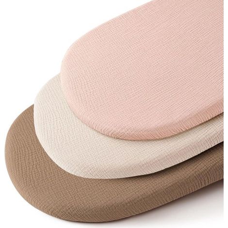 Juego de sábanas universales para cuna │ Sábana ajustable para cochecito，Crema/Rosa nude/Marrón，40x80 cm，Marrón，Rosa (1/4)