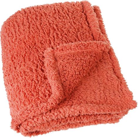 Plaid Uni Effet Mouton - 130x150cm - corail