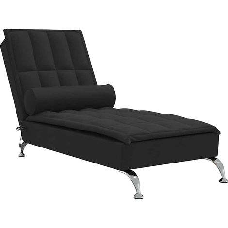 Chaise longue,Bain de soleil,Transat de massage avec traversin noir tissu CFW91588 (1/5)
