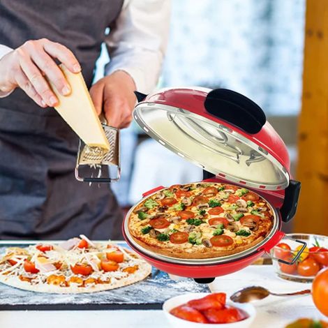 Trade Shop - Termostato De Pizza Eléctrico 1200w Termostato Ajustable φ31cm Con 2 Paletas De Pizza De Acero - (1/5)