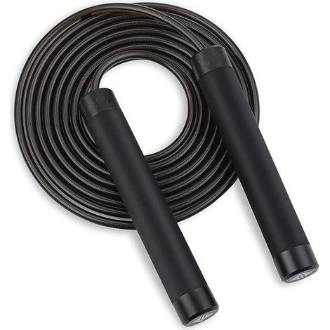 Corde à Sauter Poids - Câble Acier 5,5 mm - Longueur Réglable 240 à 330 cm - Roulements à Billes - Poignées Métal avec Revêtement Silicone - 1 Pièce (1/4)