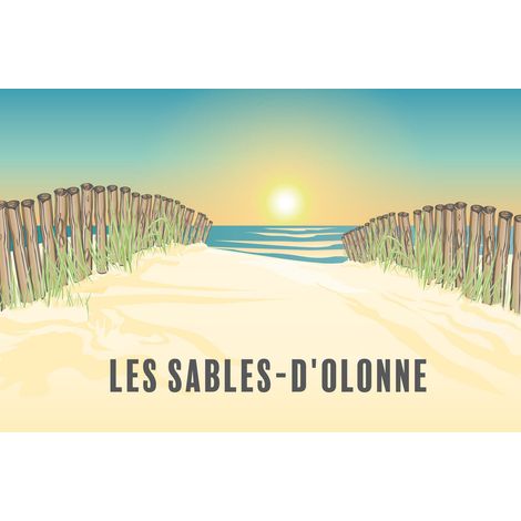 Tableau sur toile illustration chemin Sables-d'Olonne 45x65 cm - Impression sur Toile Murale Décorative - Image imprimée en HD sur Toile - Toile sur Châssis en Bois FSC - Fabriqué en France
