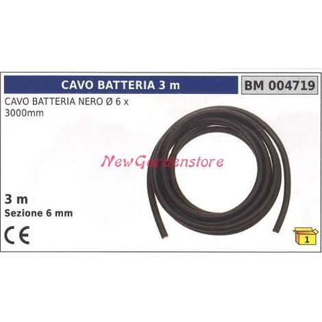 Cable de batería negro Ø 6 x 3000mm 3 m sección 6mm 004719