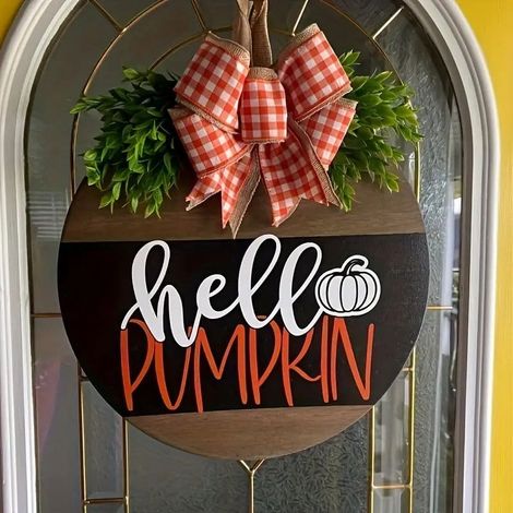 Panneau De Décoration En Bois - Motif Citrouille Pour Porte Ou Fenêtre - Idéal Pour Halloween Et Thanksgiving - Lot De 1 (1/5)