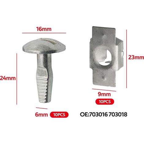 10 Paar Motorunterboden-Befestigungsclips, Montageclips aus Aluminiumlegierung für Motorunterboden-Befestigungsteile 703016 703018, kompatibel mit 206 207 406 407 806 807 (1/5)