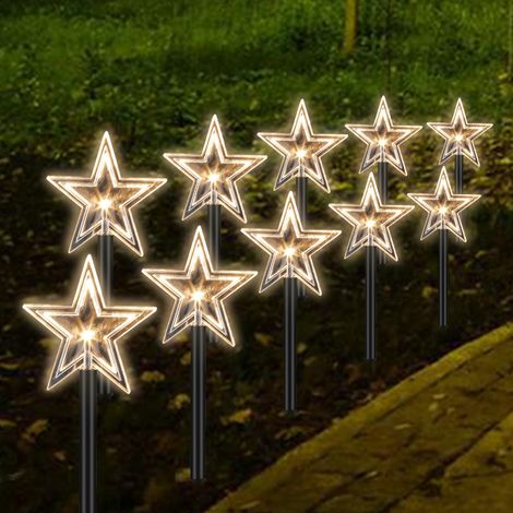 SWANEW Set di 10 stelle LED illuminate su bastoncini. ghirlanda luminosa per esterni (1/5)