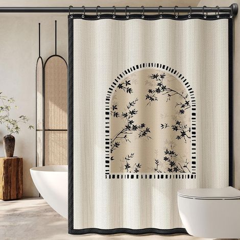 JSSEVN - Cortina de ducha, cortina de ducha para cabina, repelente al agua, lavable a máquina, con 12 ganchos, resistente al moho, cortina de ducha con dobladillo lastrado, 180 x 200 cm (1/5)